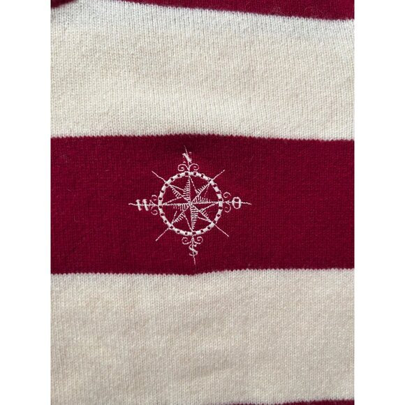 Vintage Pringle Wool Striped Sweater with compass Scottland Burgundy Ecru - Picture 4 of 5